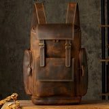 Vintage Genuine Leather Backpack Men Handmade