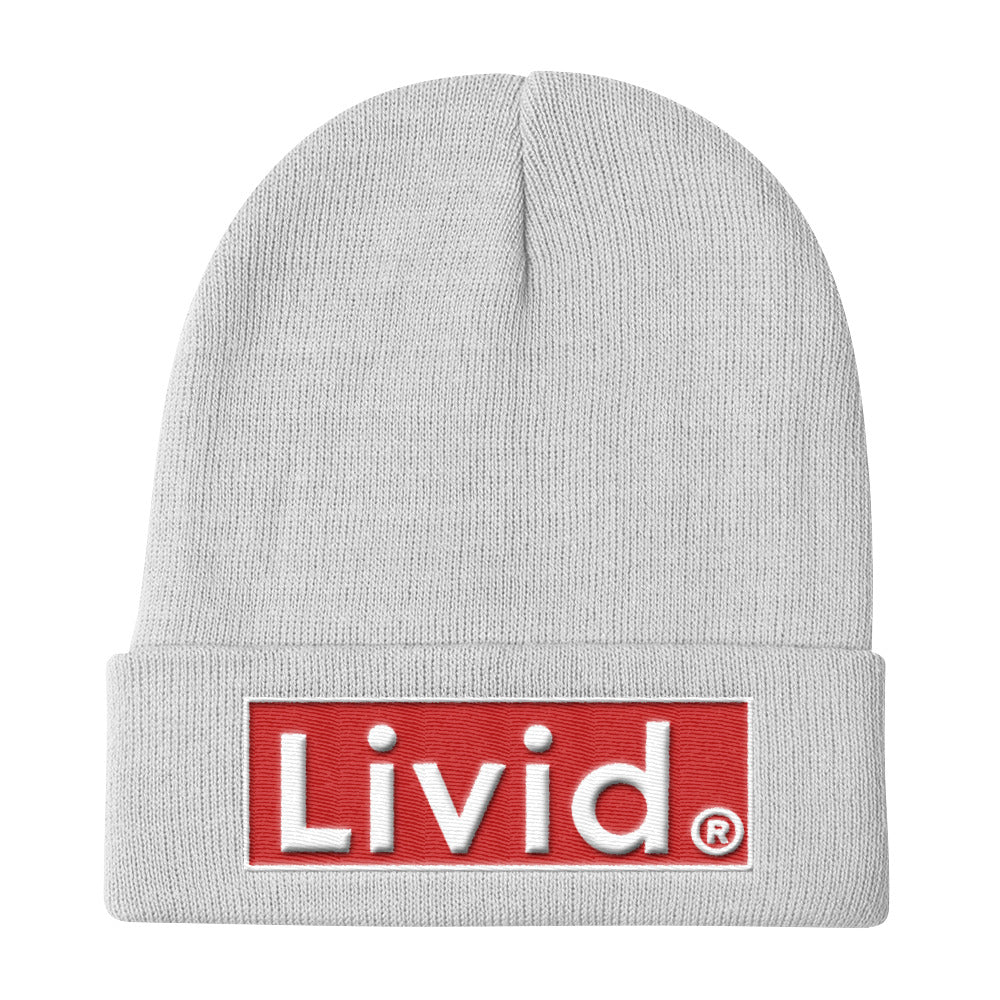 Livid ,Knit Beanie (white Letters)