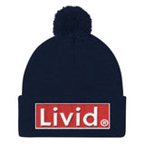 "Livid /Pom Pom Knit Cap (white letters)