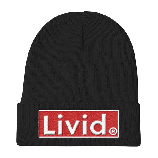 Livid ,Knit Beanie (white Letters)