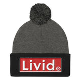 "Livid /Pom Pom Knit Cap (white letters)