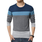 Casual Sweater O-Neck Striped Slim Fit Knitting Mens